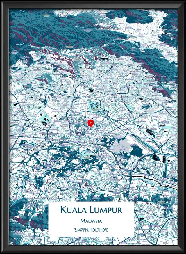 FRAMED PRINT with custom personalized map print